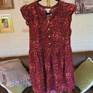 Time and Tru Kids Dress in Red and Pink Floral